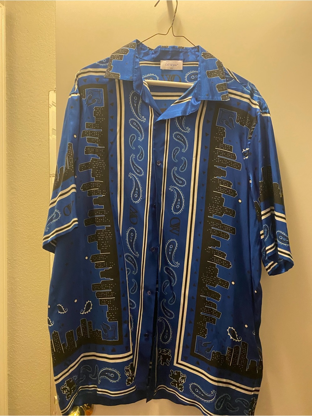 Off-White Blue and Black Button-Down Shirt